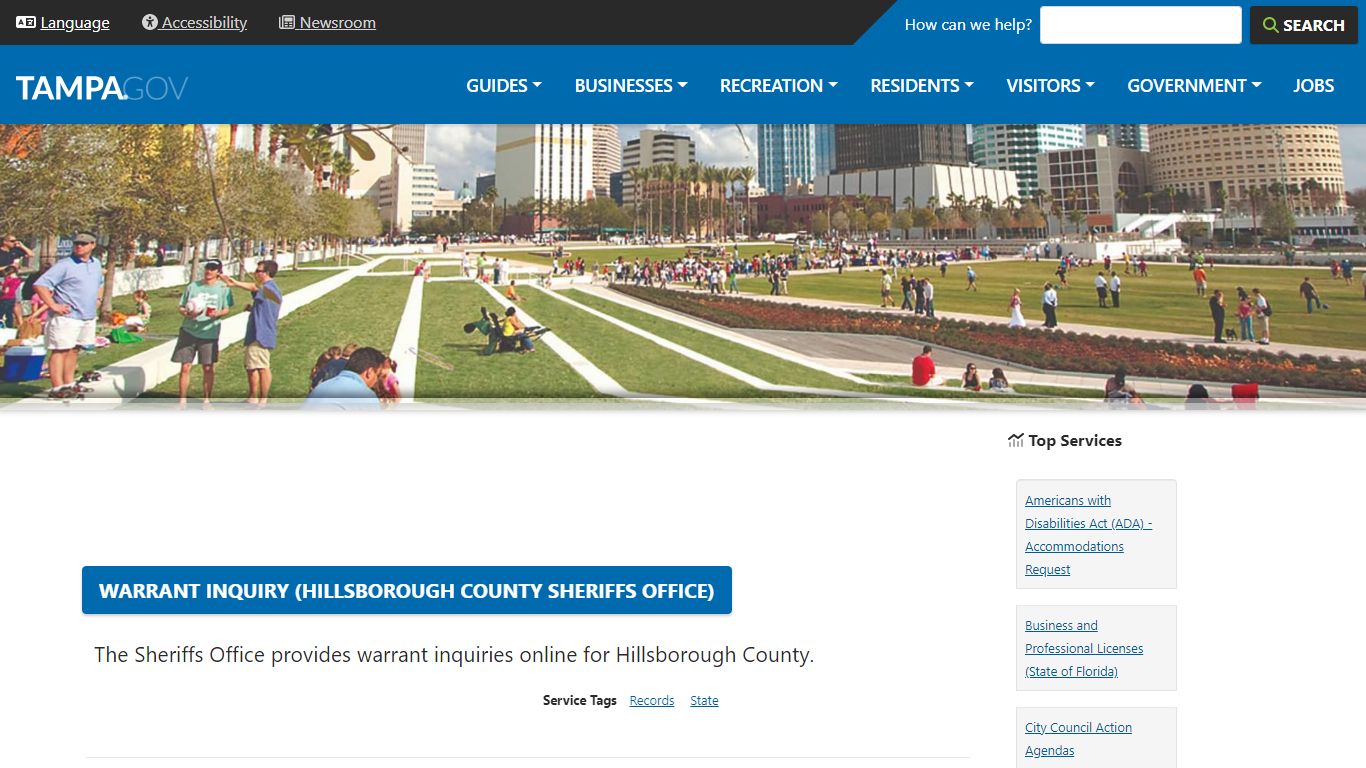 Warrant Inquiry (Hillsborough County Sheriffs Office)